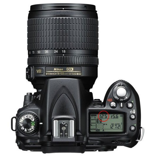 Nikon D90 Верхняя панель - выдержка