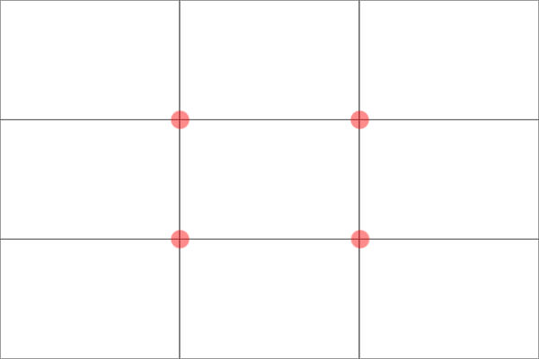 Rule of Thirds grid line with red dots at the four intersection points.