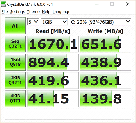 Surface Book 512GB Performances de stockage