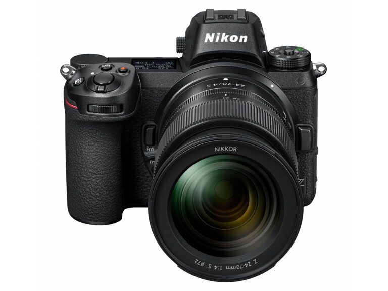 A photo of the Nikon Z7 camera with a 24-70mm lens attached